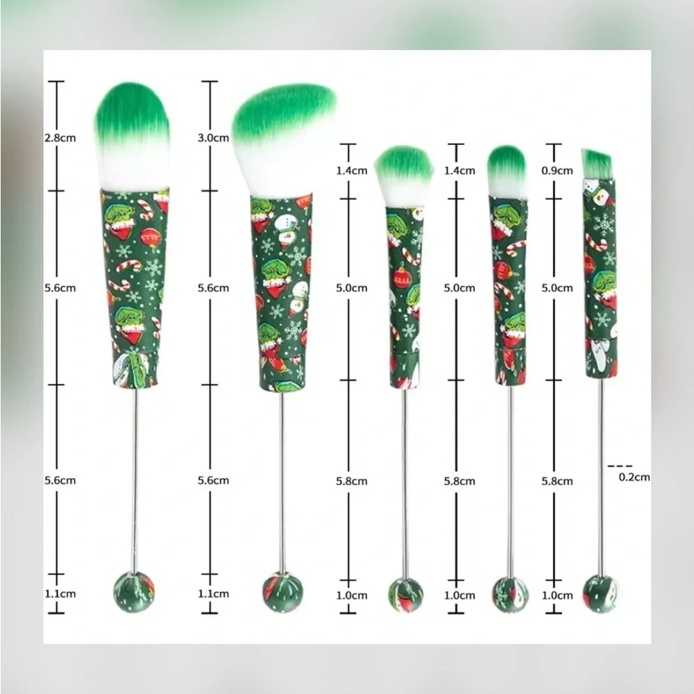 CRAFTING - Beadable Grinch Green Makeup Brush Set